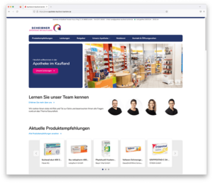 Website Screenshot der Scheibner Apotheke im Kaufland als Referenz für das vitasco Website & eShop System