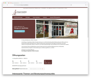 Website Screenshot der Känguruh Apotheke als Referenz für das vitasco Website & eShop System